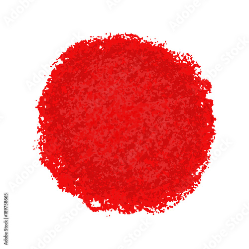 Red crayon scribble texture stain isolated on white background