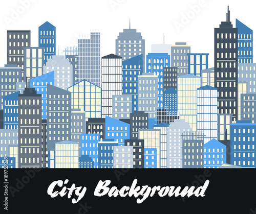 Urban landscape with skyscrapers. Vector illustration.