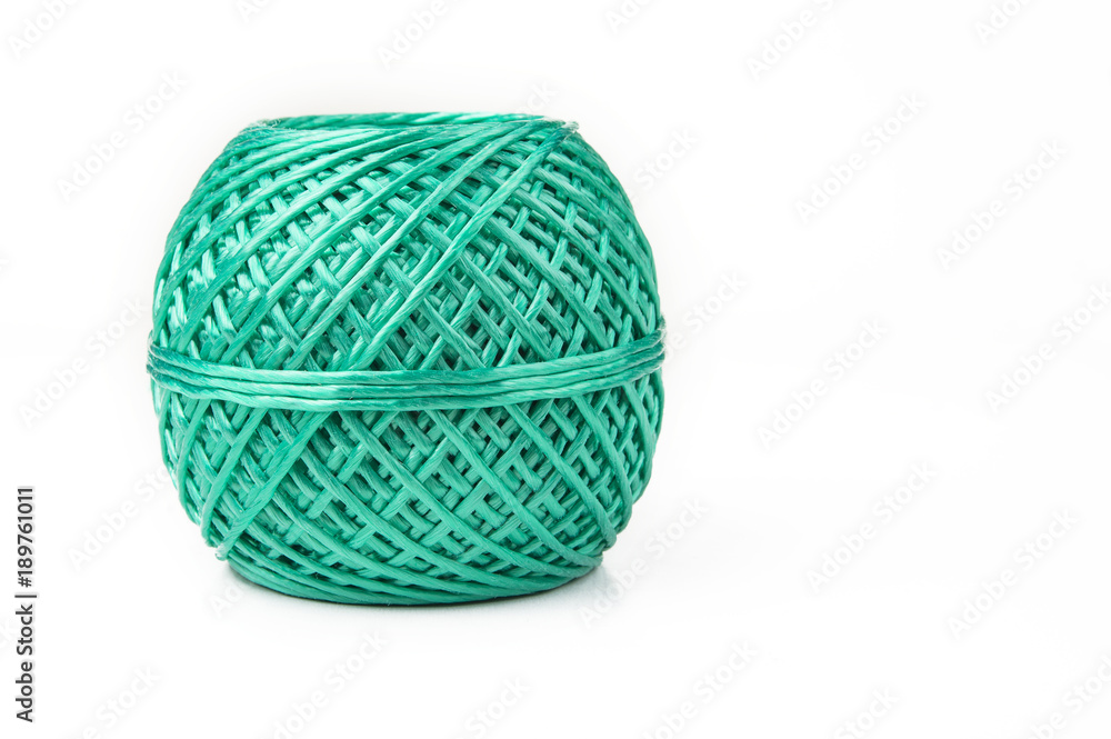 Artificial ball of nylon string for household on white. Artificial ball of nylon string for household on white.