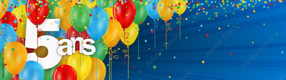 5 Ans Carte Joyeux Anniversaire Avec Ballons De Bauderuche Stock Vector Adobe Stock