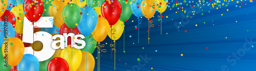5 ANS - Carte JOYEUX ANNIVERSAIRE avec ballons de bauderuche