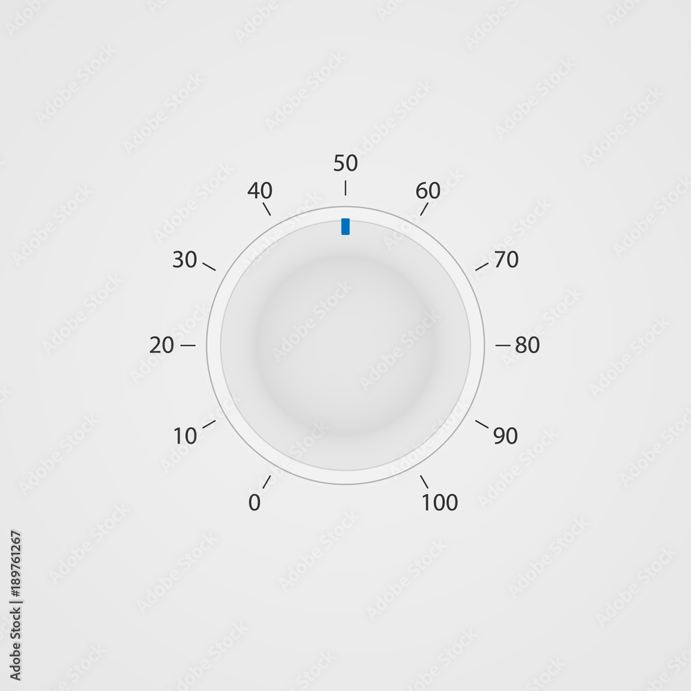 Vector white control panel tumbler. Rotate switch interface stereo tuner on white background. Vector white control panel tumbler. Rotate switch interface stereo tuner on white background.