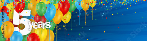 5 YEARS - HAPPY BIRTHDAY/ANNIVERSARY BANNER WITH COLOURFUL BALLOONS