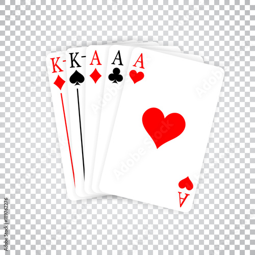 A Poker Hand Full House three Aces and pair of Kings playing cards