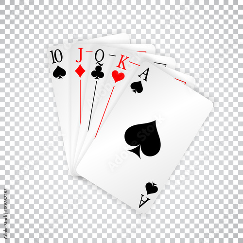 A royal straight playing cards poker hand