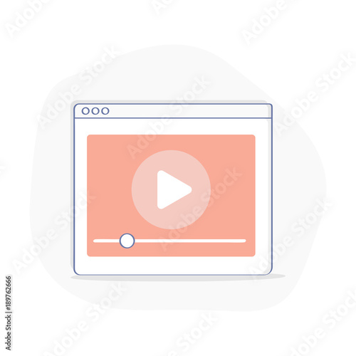 Media Video Player Interface, video or audio player icon for web and mobile apps. Flat outline vector illustration design concept.