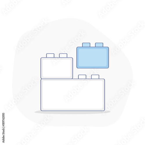 Build a wall from blocks or bricks, system symbol, connection, structure, construction, manufacturing, edifice, industry, engineering, brainstorming, development. Outline vector icon illustration.