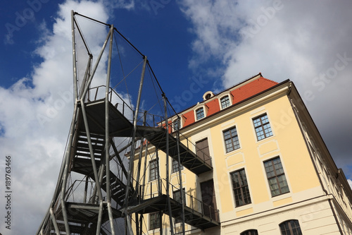 Das Landhaus, heute Stadtmuseum, mit der Rettungstreppe, Dresden, Sachsen, Deutschland
