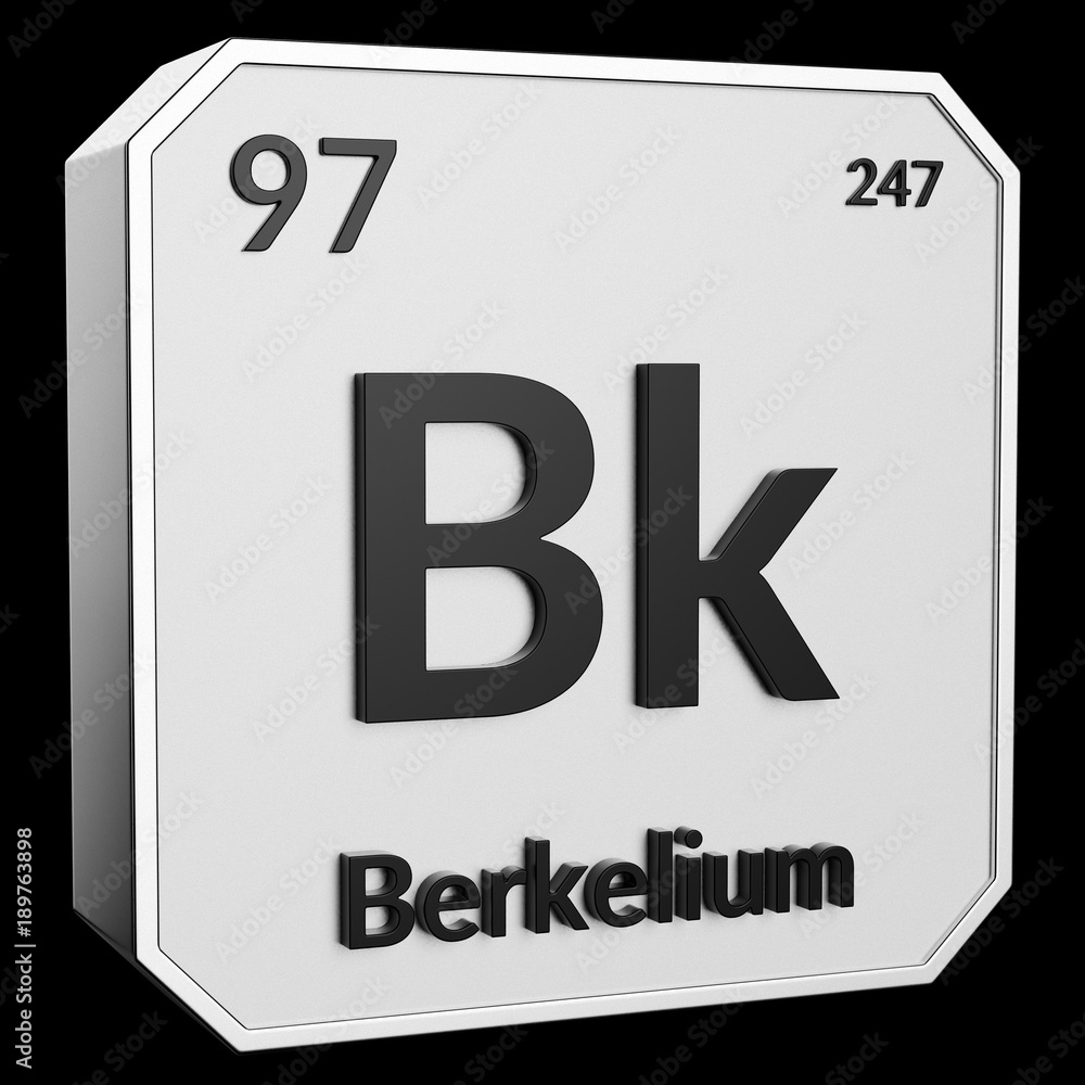 Upright Metal Plaque with Black 3D Text of Chemical Element Berkelium Upright Metal Plaque with Black 3D Text of Chemical Element Berkelium