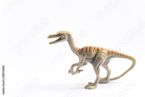 Fototapeta Naklejka Na Ścianę i Meble -  Velociraptor toy (white background)