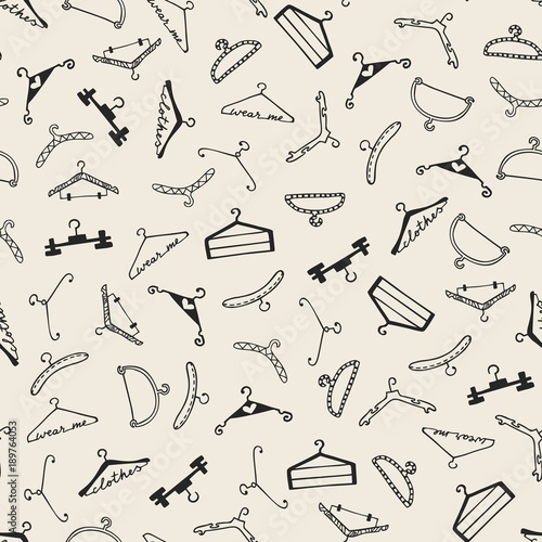 Doodle seamless clothes hangers pattern