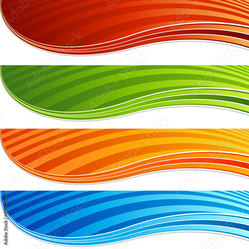 Vibrant Color Modern Abstract Wave Banner Set