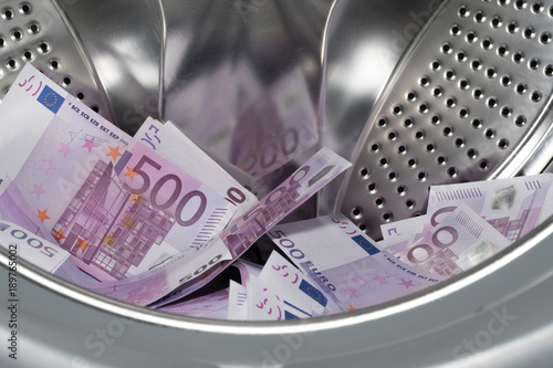 Financial crisis. Money laundering: money in the washing machine.
