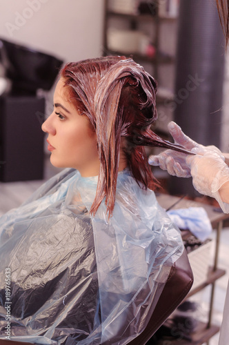 hair coloring in a professional hair salon