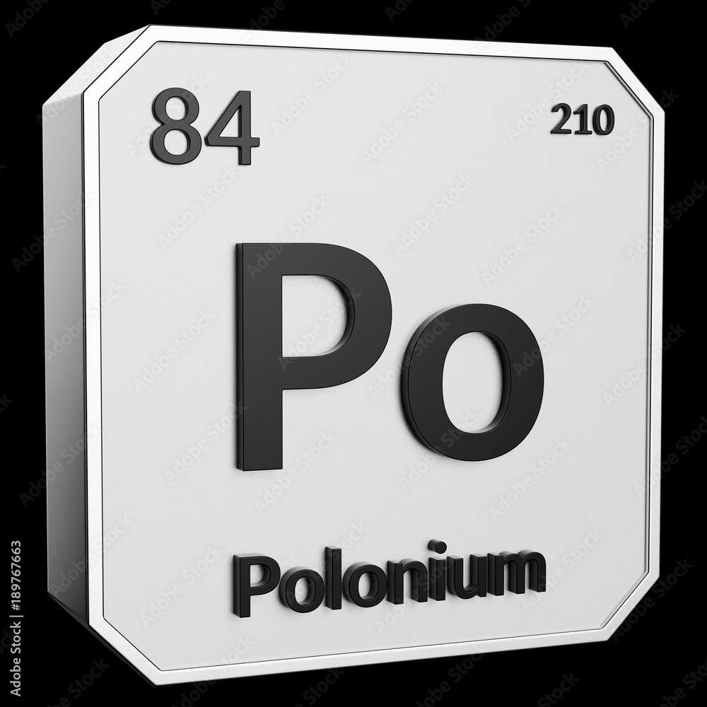 Upright Metal Plaque with Black 3D Text of Chemical Element Polonium Upright Metal Plaque with Black 3D Text of Chemical Element Polonium