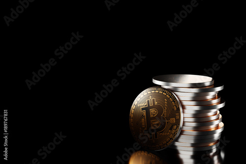 bitcoin on a dark background 3 d model