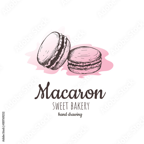 macaron, macaroon almond cakes, macaron sketch. 