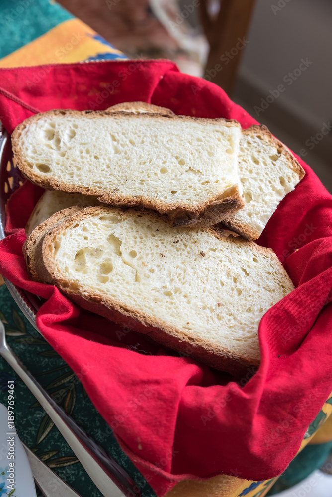 Slices of Apulian bread from Italy