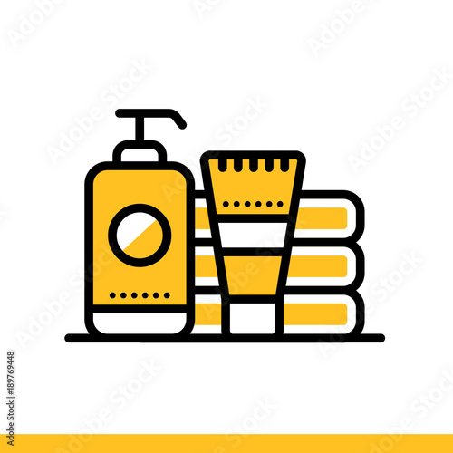 Outline icon Toiletries. Hotel services. Suitable for print, website and presentation