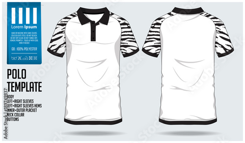 Polo t shirt sport design template for soccer jersey, football kit or sport club. Sport uniform in front view and back view. T-shirt mock up for sport club. Vector Illustration.
