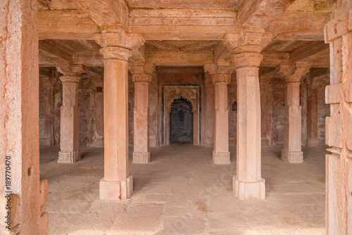 Mandu India  afghan ruins of islam kingdom  mosque monument and muslim tomb  interior details.
