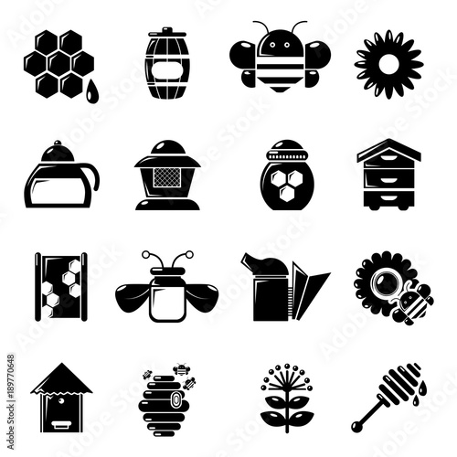 Apiary honey icons set, simple style
