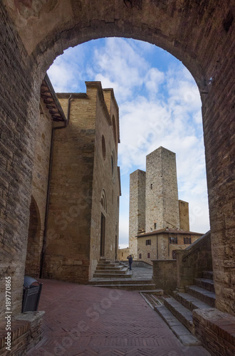 San Gimignano (Italy) - The famous small walled medieval hill town in the province of Siena, Tuscany. Known as the Town of Fine Towers, or the Medieval Manhattan. Here the awesome historic center.