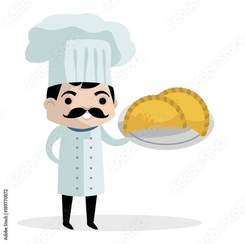 cute chef with empanadas