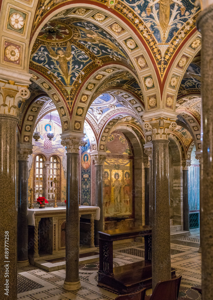 The crypt of Santa Cecilia in Trastevere Church in Rome, Italy.