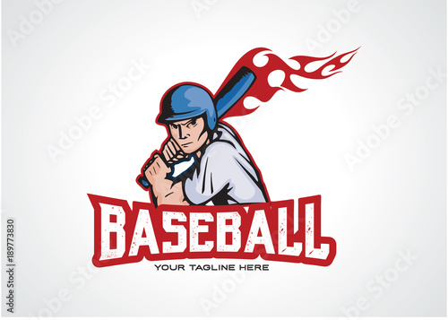 Fire Baseball Logo Template Design Vector, Emblem, Design Concept, Creative Symbol, Icon