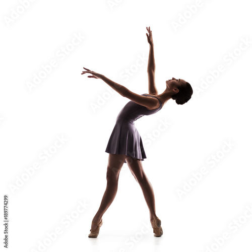silhouette of young beautiful dancer isolated photo