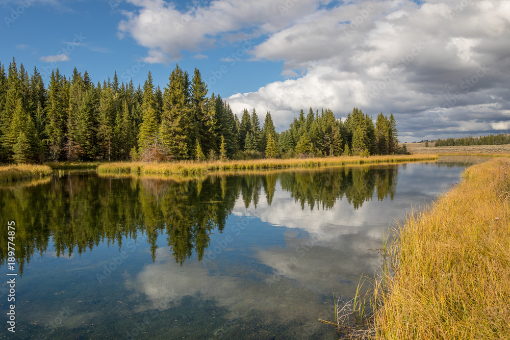 Scenic Reflection Landscape in the Tetons in Fall Scenic Reflection Landscape in the Tetons in Fall