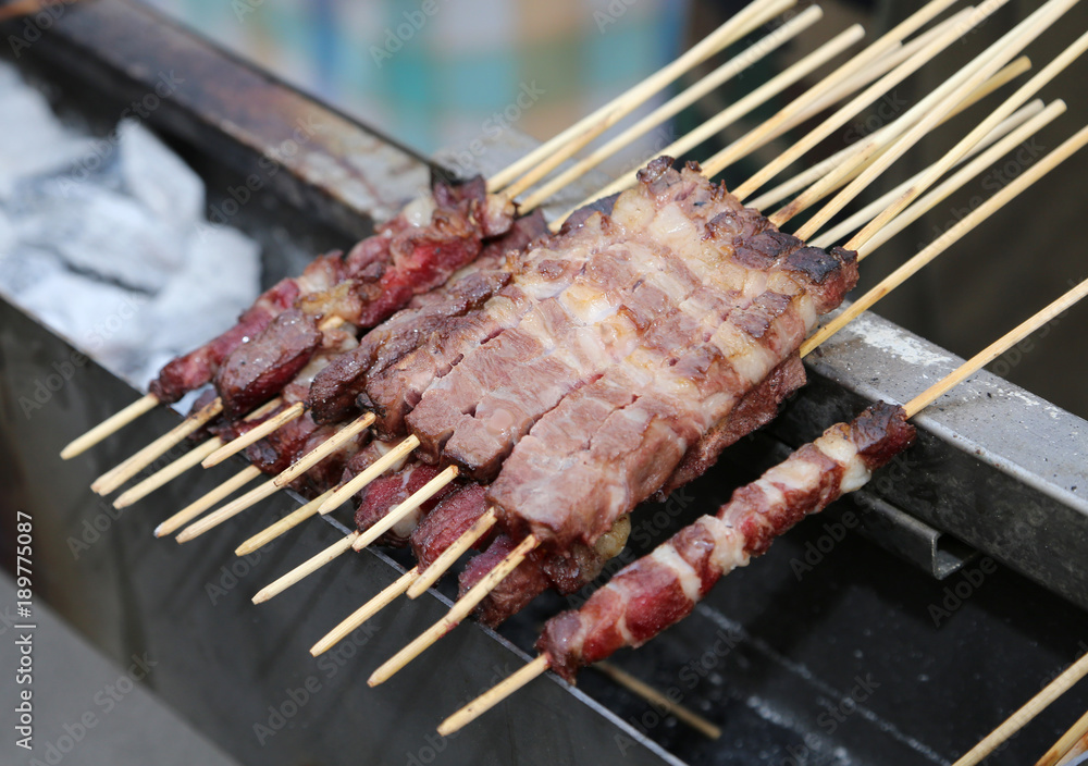Meat cooked at a village festival