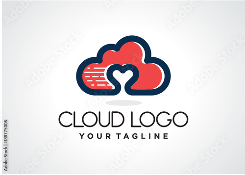 Love Cloud Logo Template Design Vector, Emblem, Design Concept, Creative Symbol, Icon
