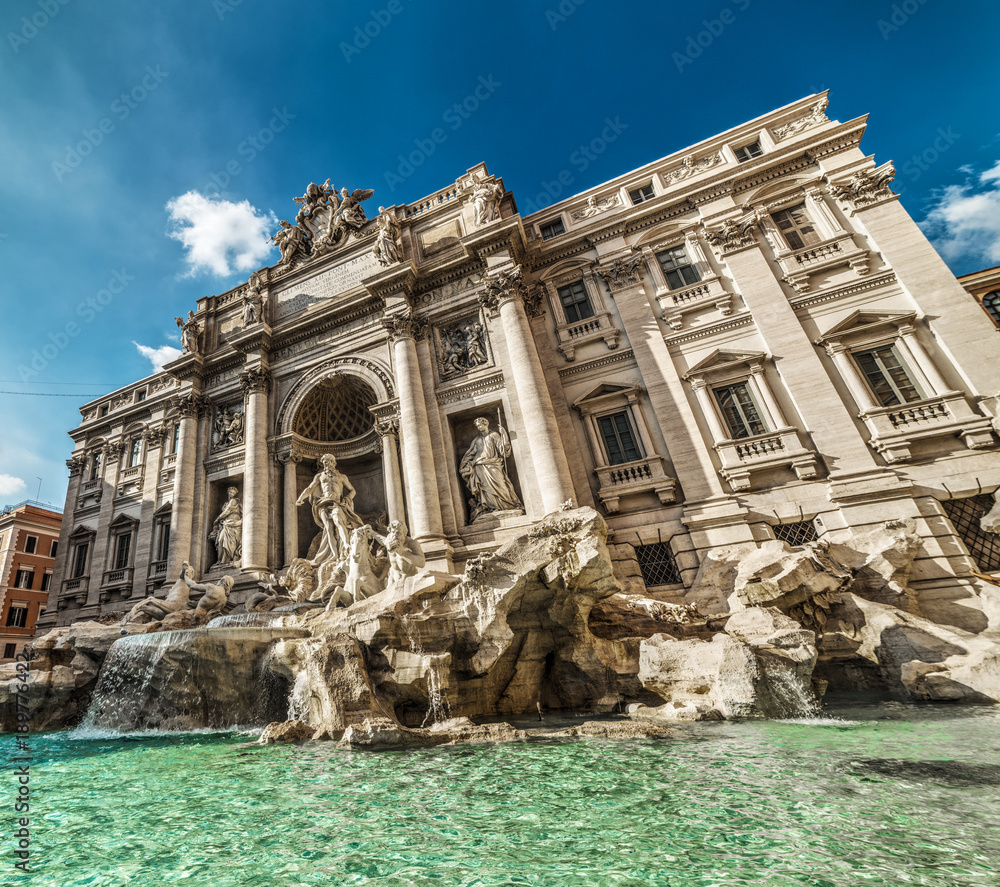 World Famous fontana di Trevi on a clear day