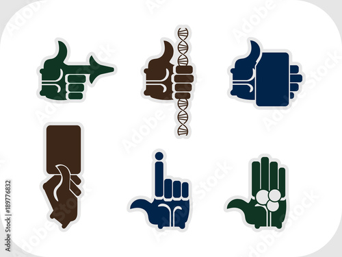 Set of symbol images of hands of people for communication