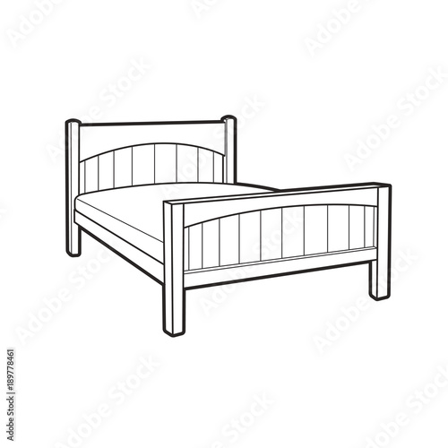 isolated black outline bed vector illustration