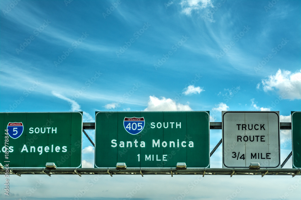 Santa Monica exit sign on 405 freeway