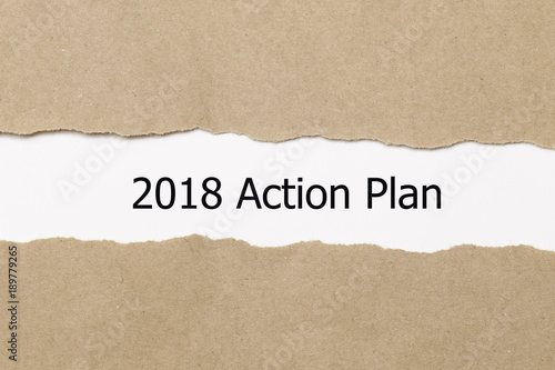 The text 2018 Action Plan appearing behind torn paper