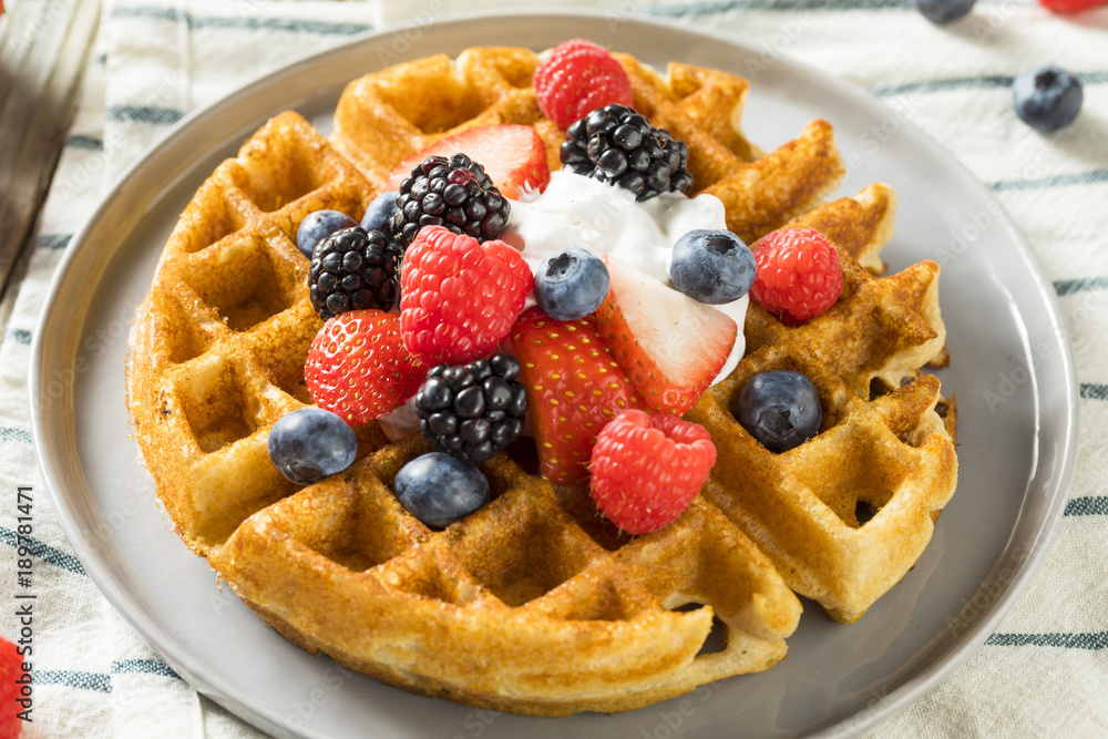 Sweet Homemade Berry Belgian Waffle Sweet Homemade Berry Belgian Waffle