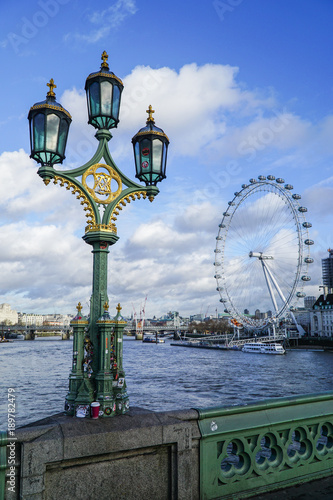 The London Eye ferris wheel on the South Bank of River Thames aka Millennium Wheel. photo