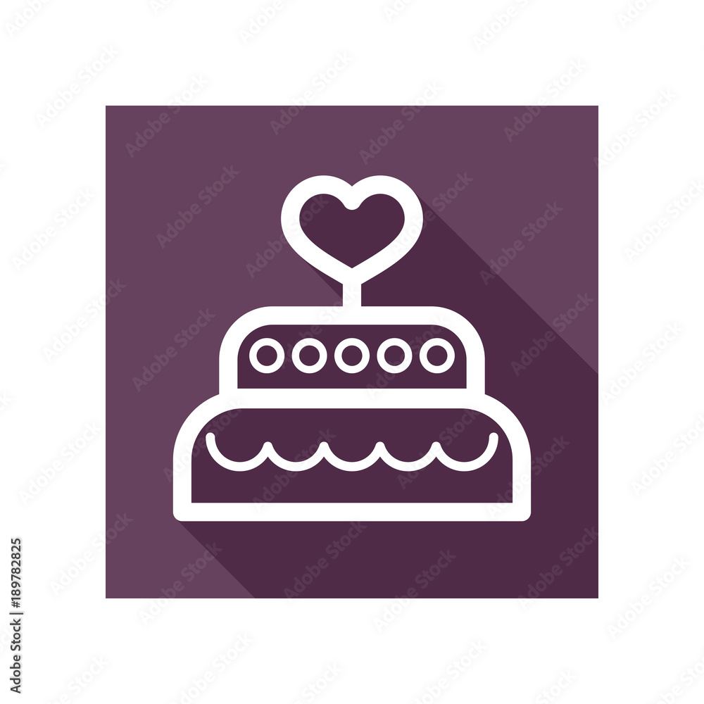Wedding cake dessert with heart vector icon Wedding cake dessert with heart vector icon