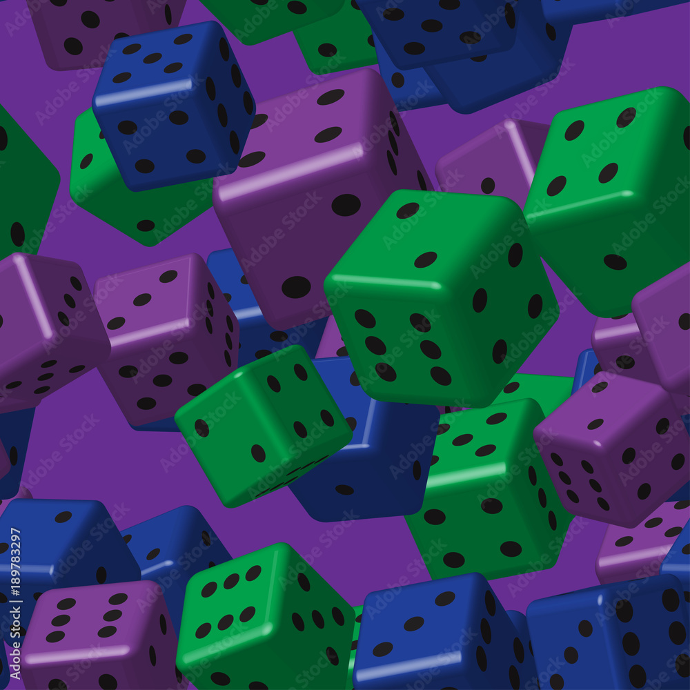 Green Purple Blue Dice Seamless Pattern Green Purple Blue Dice Seamless Pattern