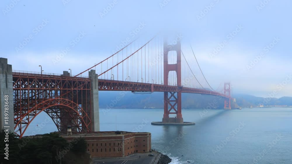 Timelapse of the Golden Gate Bridge in foggy weather 4K Timelapse of the Golden Gate Bridge in foggy weather 4K