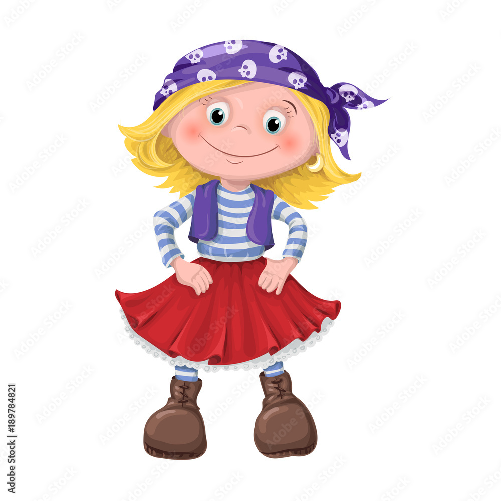 cute girl of children pirates