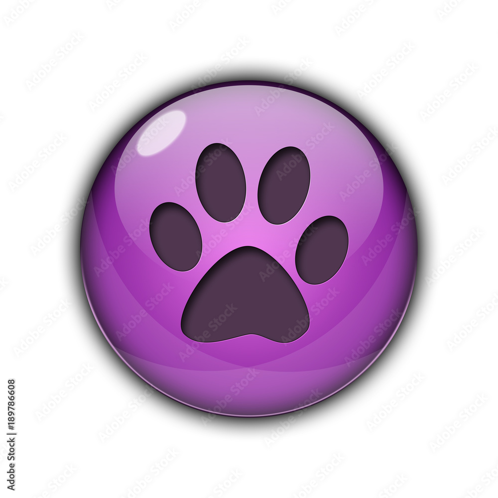 Fototapeta premium Button Icon Logo footprint of dog purple color