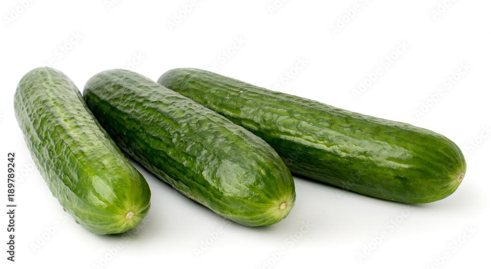 Three ripe cucumber on white background, isolated. Three ripe cucumber on white background, isolated.
