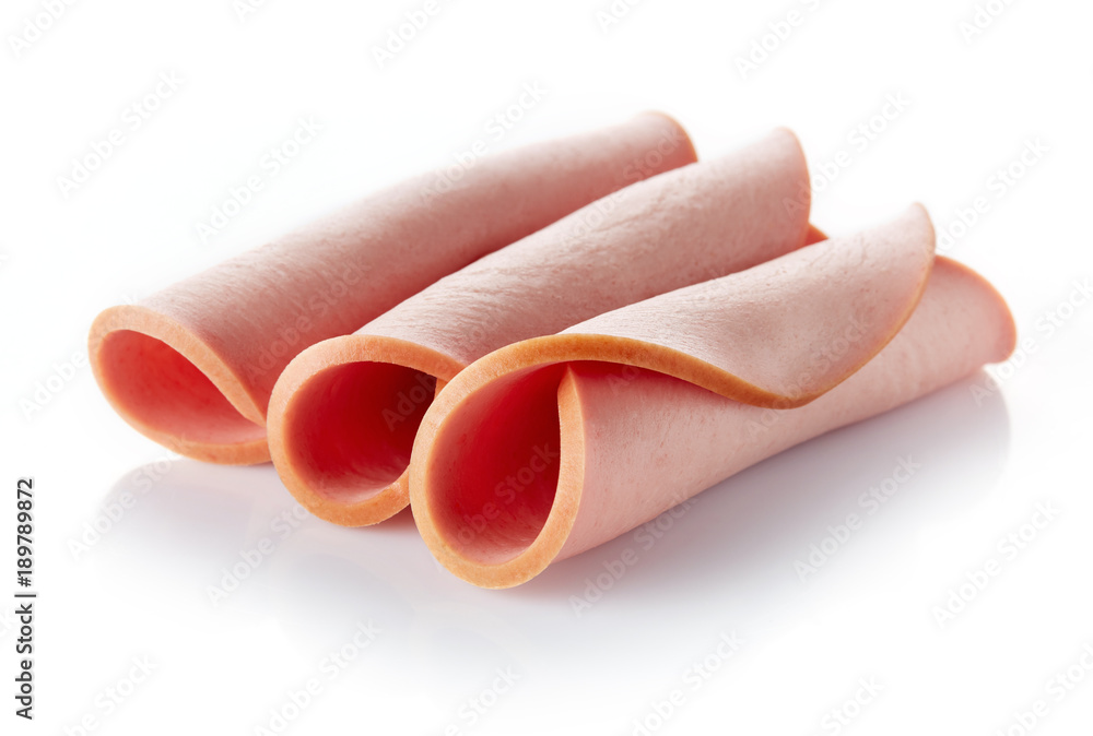 Boiled ham sausage isolated on white background Boiled ham sausage isolated on white background