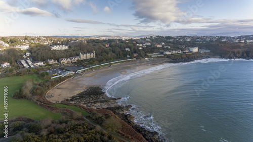 Editorial SWANSEA, UK - JANUARY 26, 2018: The Wales coastal path at Langland Bay on the Gower peninsula, Swansea, a long-distance footpath which runs along the majority of the coastline of Wales.