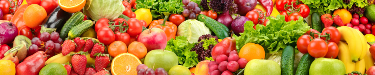 Crédence de cuisine Fruits Collection panoramique fruits et légumes frais  © Serghei V